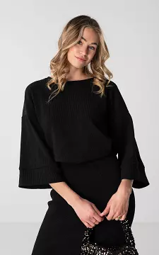 Corduroy top with wide sleeves | Black | Guts & Gusto