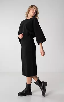 Corduroy skirt with elasticated band | Black | Guts & Gusto