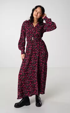 Maxi dress with belt | Black Red | Guts & Gusto
