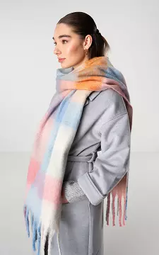 Scarf with fringes and print | Light Blue Light Pink | Guts & Gusto