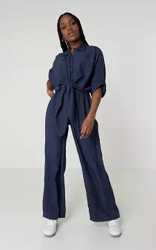 Jumpsuit with bow detail and side pockets | Dark Blue | Guts & Gusto