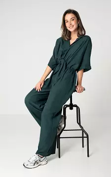 Jumpsuit with bow detail and side pockets | Dark Green | Guts & Gusto