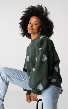 Sweater with heart pattern | Dark Green | Guts & Gusto