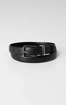 Leather belt with rectangular buckle | Black Silver | Guts & Gusto