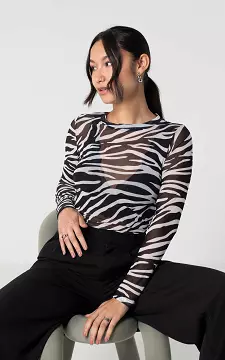 Mesh top met print | Zwart Wit | Guts & Gusto