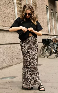 Skirt made of mesh with slit | Leopard | Guts & Gusto
