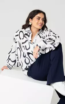 Blouse with wide sleeves | White Black | Guts & Gusto