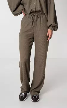 Wide leg trousers with tie | Brown | Guts & Gusto