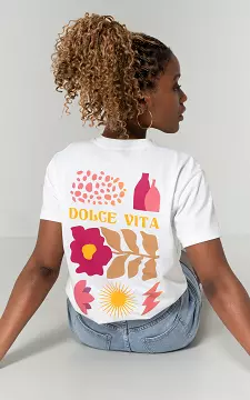 Shirt met print | Wit Fuchsia | Guts & Gusto