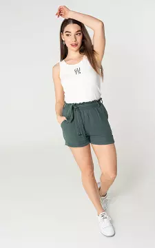 Cotton shorts with bow detail | Dark Green | Guts & Gusto