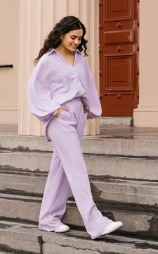 Wide leg trousers with tie | Lilac | Guts & Gusto