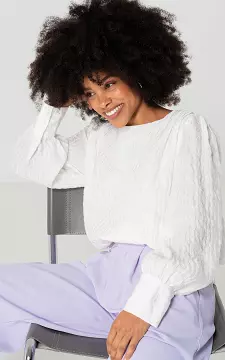 Top with round neck and puff sleeves | White | Guts & Gusto