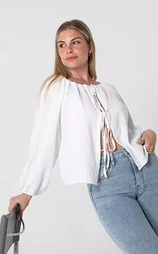 Top with bow detail and wide sleeves | White | Guts & Gusto