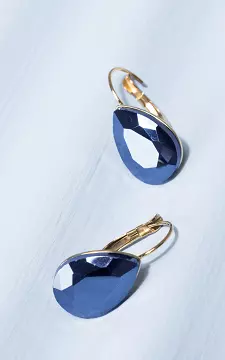 Drop-shaped earrings made of stainless steel | Gold Dark Blue | Guts & Gusto