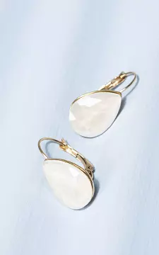 Drop-shaped earrings made of stainless steel | Gold White | Guts & Gusto