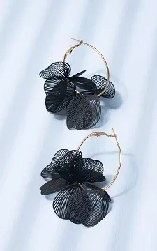 Oorbellen met hanger van stainless steel | Goud Zwart | Guts & Gusto