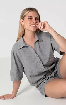 Loose-fitting blouse with buttons | Grey | Guts & Gusto
