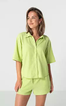 Loose-fitting blouse with buttons | Lime Green | Guts & Gusto