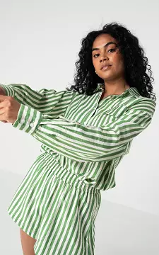 Oversized blouse with striped pattern | Green White | Guts & Gusto