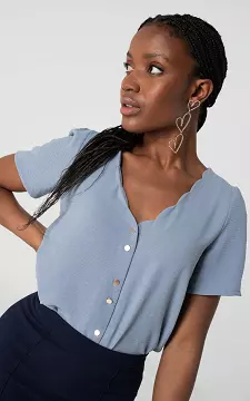 V-neck top with buttons | Light Blue | Guts & Gusto