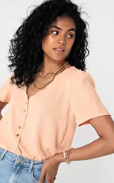 V-neck top with buttons | Peach | Guts & Gusto
