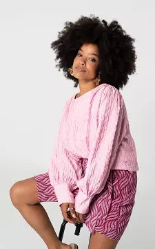 Top with round neck and puff sleeves | Light Pink | Guts & Gusto