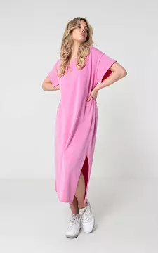 Langes T-Shirt Kleid mit Beinschlitz | Pink | Guts & Gusto