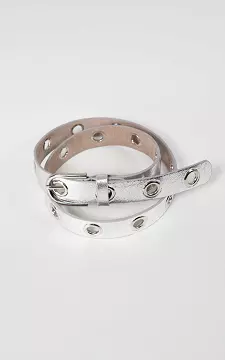 Leather belt with metal rings | Silver | Guts & Gusto