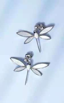 Earrings with dragonfly pendant | Silver White | Guts & Gusto