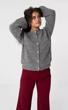 Knitted cardigan with rhinestones buttons | Grey | Guts & Gusto