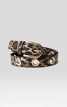 Leren riem met metalen ringen | Leopard | Guts & Gusto