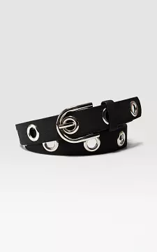 Leather belt with metal rings | Black Silver | Guts & Gusto