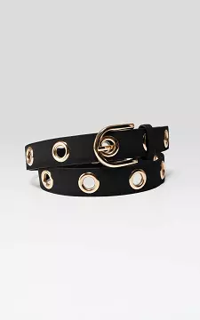 Leren riem met metalen ringen | Zwart Goud | Guts & Gusto