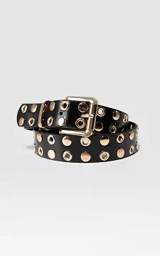 Riem met studs en vierkante gesp | Zwart Goud | Guts & Gusto