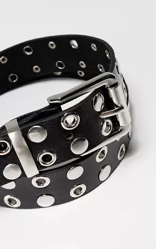 Riem met studs en vierkante gesp | Zwart Zilver | Guts & Gusto