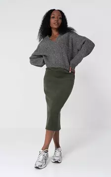 Corduroy skirt with elasticated band | Dark Green | Guts & Gusto