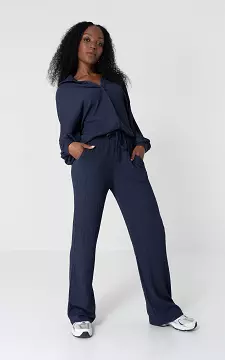 Wide leg trousers with tie | Dark Blue | Guts & Gusto