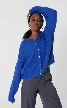 Cardigan with mother-of-pearl coloured buttons | Cobalt Blue | Guts & Gusto