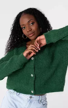 Cardigan with v-neck and buttons | Green | Guts & Gusto