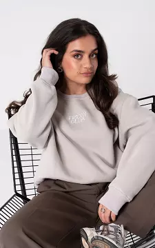 Sweater met print | Beige Wit | Guts & Gusto