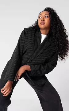 Blazer with striped pattern and rhinestones | Black White | Guts & Gusto