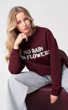 Sweater with embroidered text | Bordeaux White | Guts & Gusto