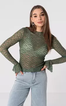 Laced top with round neck | Green | Guts & Gusto