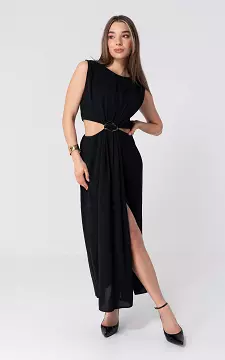 Cut-out dress with gold-coloured buckle | Black | Guts & Gusto