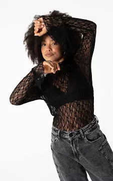 Laced top with flared sleeves | Black | Guts & Gusto