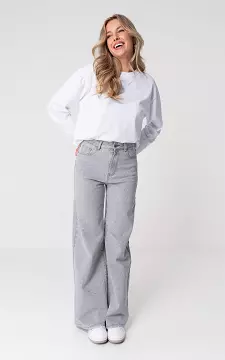 Wide leg jeans with rhinestones | Light Grey | Guts & Gusto