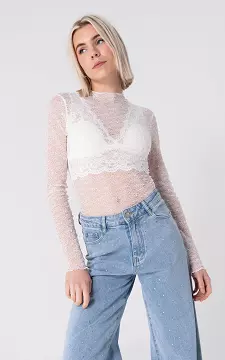 See-through top with round neck | White | Guts & Gusto