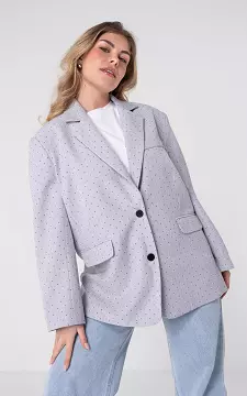 Blazer with striped pattern and rhinestones | Light Grey White | Guts & Gusto