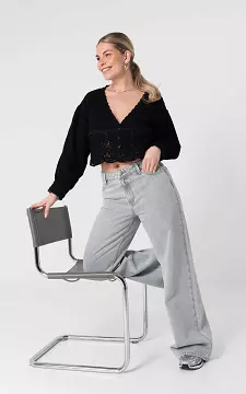 Wide leg high waist jeans | Lichtgrijs | Guts & Gusto