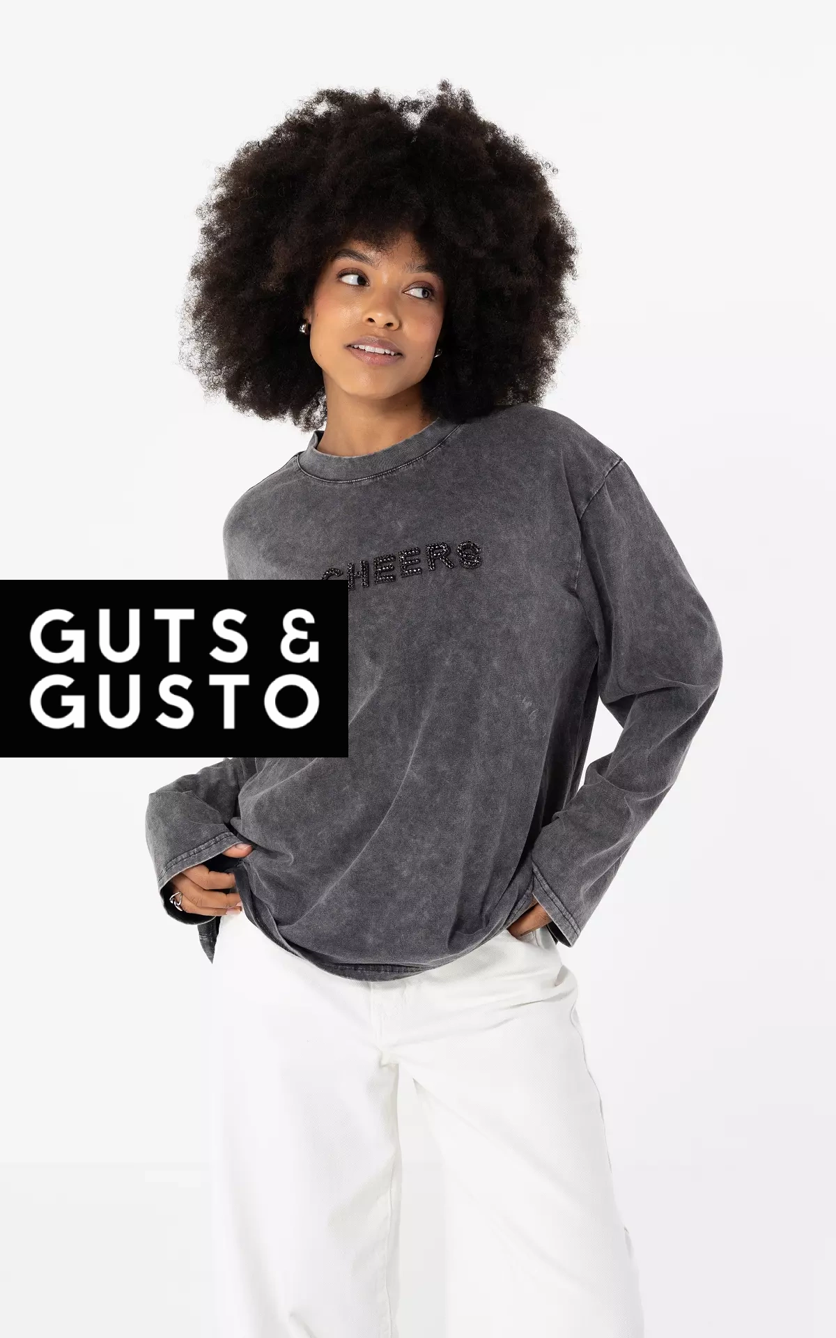 Long sleeve with rhinestones - Dark Grey Black